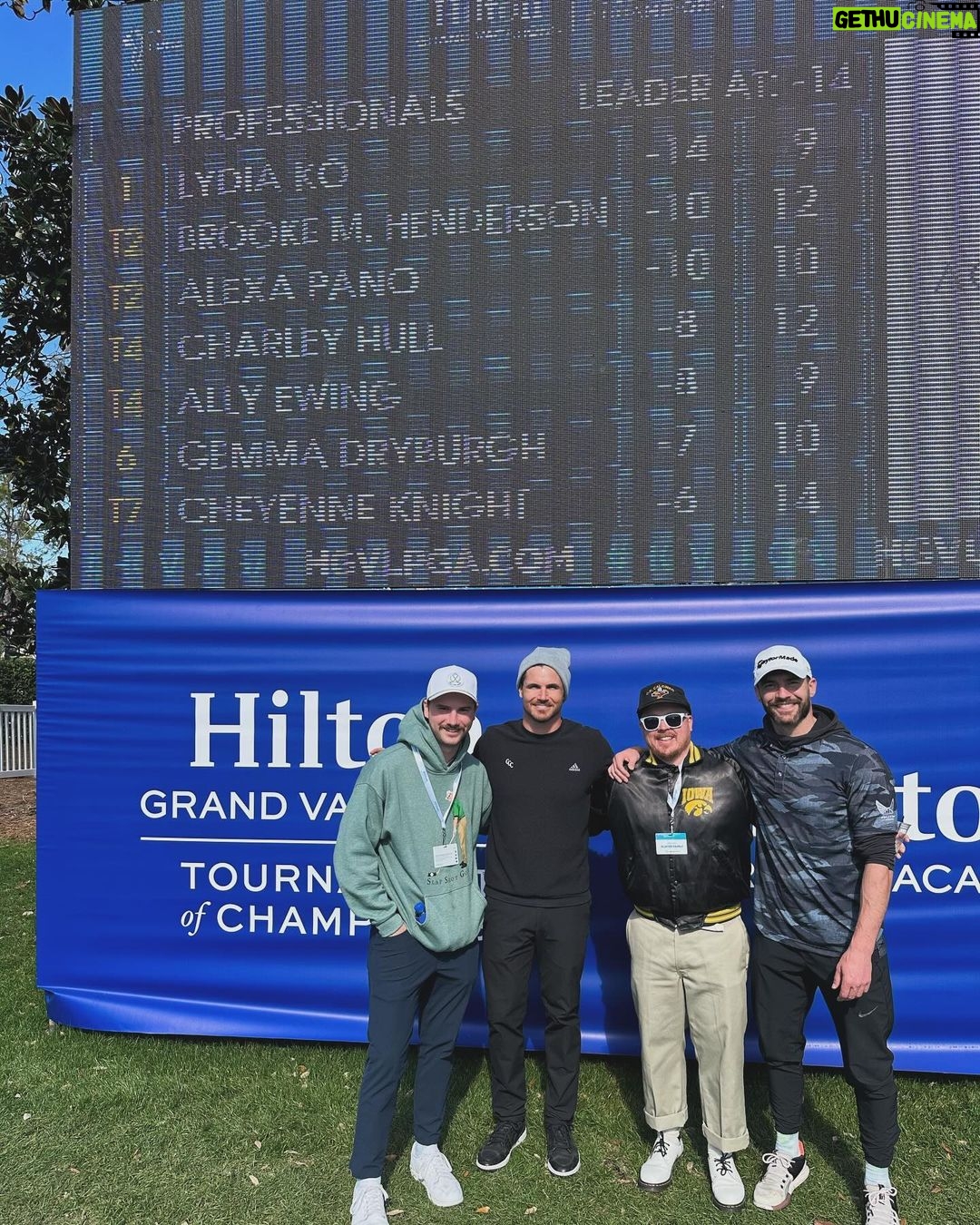 Robbie Amell Instagram - That’s as close as I’ll get to any golf leaderboard. Thank you so much to @hiltongrandvacations and @lpga_tour for having me out again! Golf is hard. Golf in front of crowds is harder. Golf in front of crowds, with those greens, for 4 days is crazy. These ladies are assassins and it’s so incredible to get a front row seat to watch them do what they do. Thank you @haeran_ryu @linngrant @gracekimmey and @amyyanglpga for putting up with my play! You are all amazing. Huge thank you to @taylormadegolf for taking care of me. We can blame the workman on this one. Not the tools. Thank you to my buddy @jessedunphy for carrying the bag, you absolute beauty. @mustachegolfer and @thaa_judge thanks for walking all weekend and trying to keep the train on the tracks! And thank you to all the amazing volunteers and fans who came out! It was so great meeting you all! #hgvlpga
