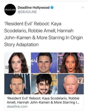 Robbie Amell Instagram - I grew up playing the Resident Evil games. This is a dream come true for me. Can’t wait to get to work!