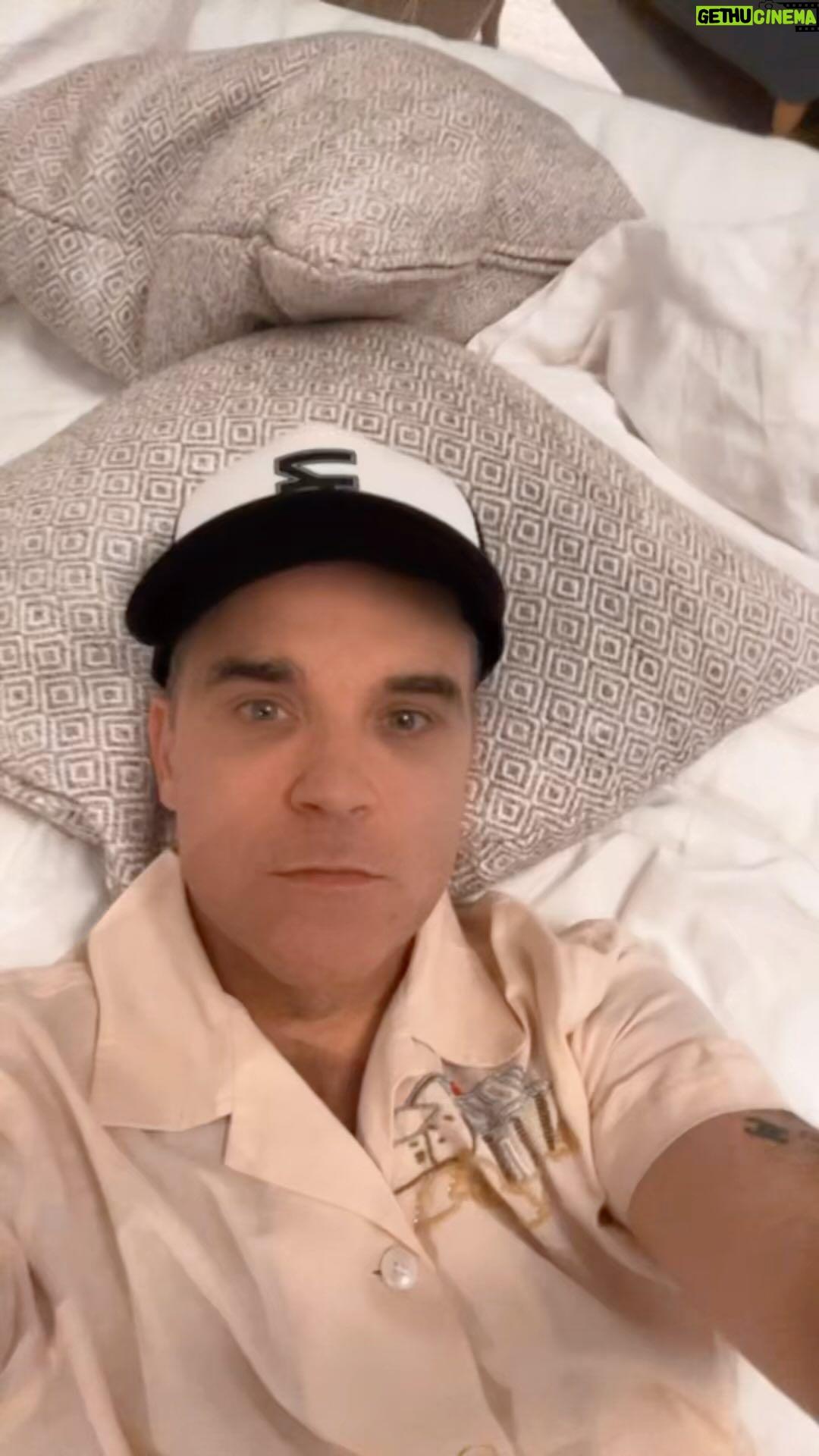 Robbie Williams Instagram - Integritas Et Cacas. true story, if you are walking on the street in LA. People in cars look at you with a mixture of confusion and disdain. Like ‘’You don’t look homeless. So why are you doing that?”Unless you are walking uphill, then I guess they know you are not homeless but vain. Just like them. So I met Alanis Morissette yesterday. And she’s everything you would like from someone you admire. Humble, incredibly sweet and has the kindest eyes. If you could have seen me and Ayda discussing if I should go over and say hello whilst standing Outside of a toy shop. You would have laughed :Me ‘’Shall I?’’ Ayda ‘’Yes’’ Me ’’I should do.,Shouldn’t I?’’ Ayda ‘’I’ll come with you’’ Me ‘’No you stay here. Im nervous enough without having to…and I may head over and just turn around before I get there’’ Ayda ‘’ok Boo, Whatever you need to do ‘’ Me ‘’I should do right?’’ Ayda ‘’of course’’ Me ‘’Will you come with me?’’ Ayda ‘’Yes!. Of course’’ Me ‘’No, you stay here. I’ll go’’ Me’’What do you think? should I go?’’ Ayda ‘’oh for god’s sake’’…..Glad I did though. Over 6000 votes. I guess you take silly very seriously too. Genuinely curious to know how many of those votes were Aussie. You’re the voice absolutely bossed it. the next rounds are shaping up to be classics. It’s the last 2 days before we get down to the final 16. How exciting. I wanna make today’s difficult for you. So without further ado. Super trooper - ABBA V 9 to 5 - Dolly Parton Surely this will make you scratch your head, right? We take silly, Seriously. R.P. Williams President/Chairman/Benevolent Dictator and People from Canada fan. Namaste 🙏❤️