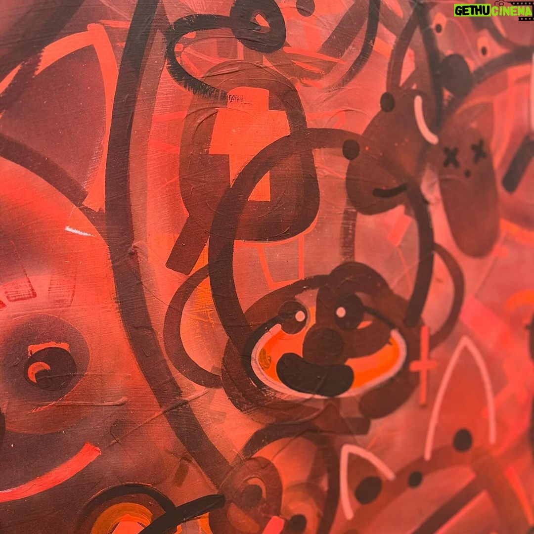 Robbie Williams Instagram - Meet HARRY the newest member of the Williams Godrich family. He was conceived by applying layer upon layer of spray, chalk and acrylic paint. Not quite sure where to look? Us neither. Each glance into our fantasy rave of red unveils new characters in different forms and perspectives. HARRY is on view at the SEEING RED exhibition curated by @janemneal and @frutholstrup from 16th to 24th March 2024 at Phillips London Galleries. @phillipsauction - Berkeley Square, London. Opening times: Monday – Saturday: 10:00am – 6:00pm Sunday: 12:00pm - 6:00pm