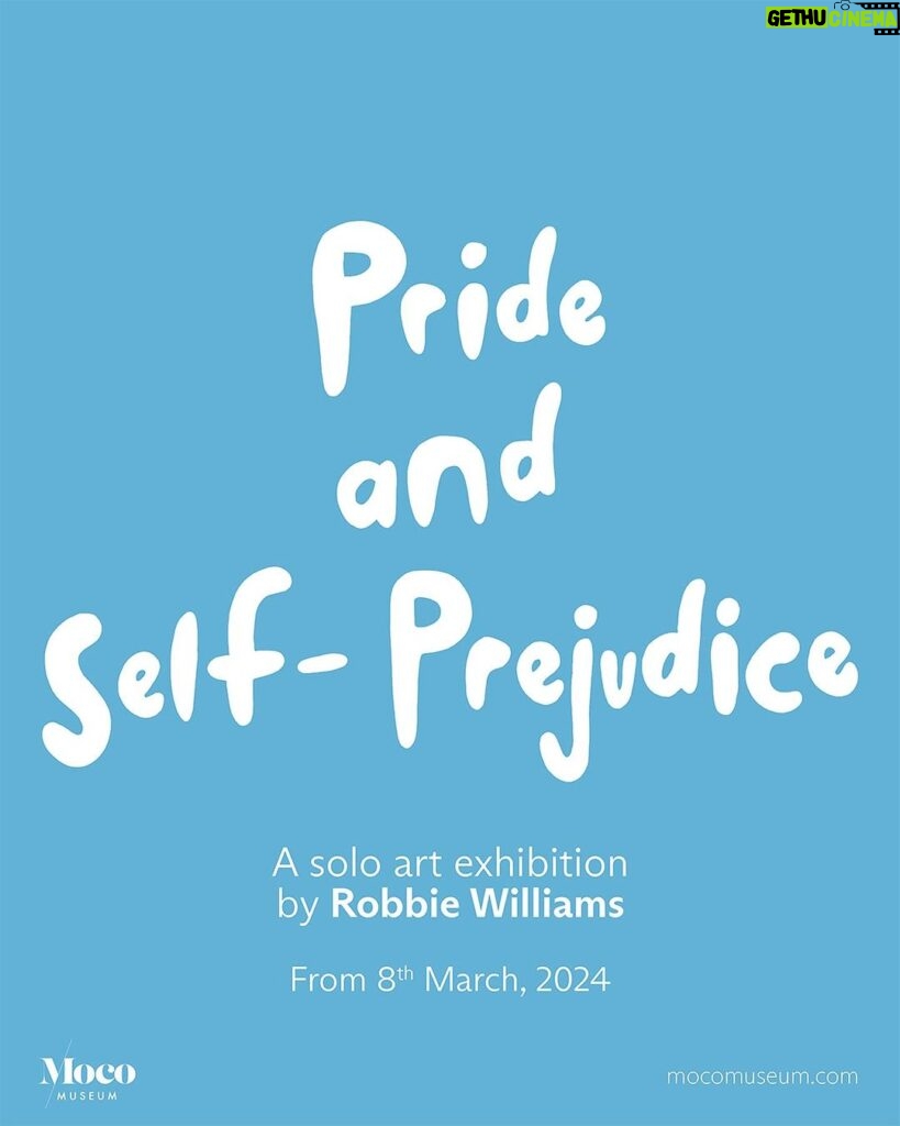 Robbie Williams Instagram - “Pride and Self-Prejudice” - a solo art exhibition by @robbiewilliams is around the corner. Just over one week to go! The best-selling British solo artist Robbie Williams has aimed to inspire over the years by sharing his struggles with mental health. Prepare to see the man behind the pop icon: a talented visual artist, who has transformed his battles into captivating and relatable works of art. Tickets are going fast… Get yours now via link in bio, and we’ll see you from March 8th in Amsterdam. #NewExhibition #MocoMuseumAmsterdam #RobbieWilliams #BookNow #HealingPowerOfArt
