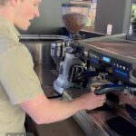 Robert Clarence Irwin Instagram - Taking the morning shift at the Crikey Cafe at @australiazoo. Get your coffee order ready next time you visit, it might not be right, but I’ll try my best 😅