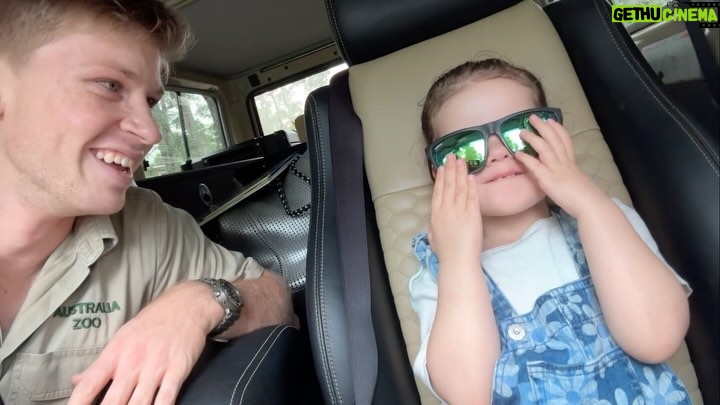 Robert Clarence Irwin Instagram - On these warm days, Grace loves chilling in the parked car, aircon on blast in the driveway… trying out some high-fashion looks 😎