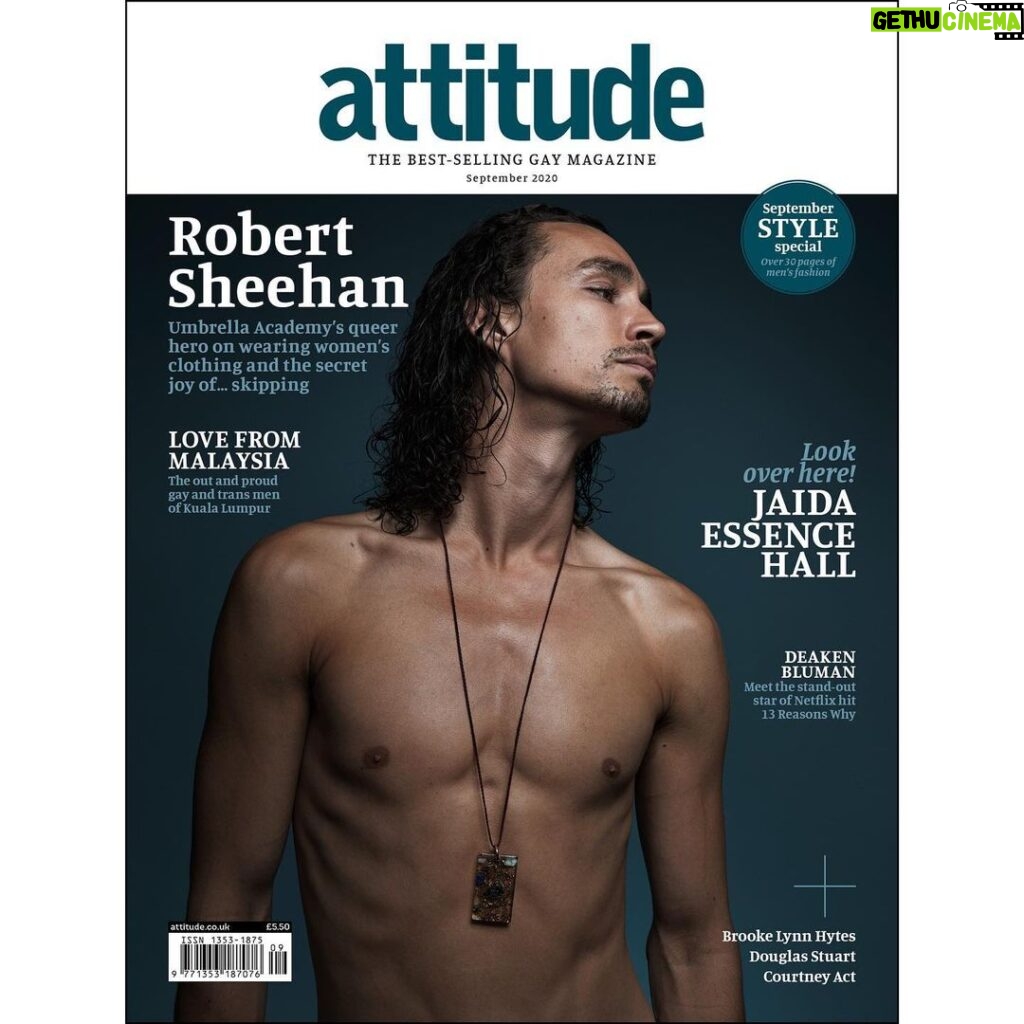 Robert Sheehan Instagram - Rab lookin a bit saucy and shiny on the FAB new cover of @attitudemag - Double sauced by @josephsinclair and his camera - The Cover baby ❤️ I’m honoured thank you #attitudemagazine @umbrellaacad London, United Kingdom