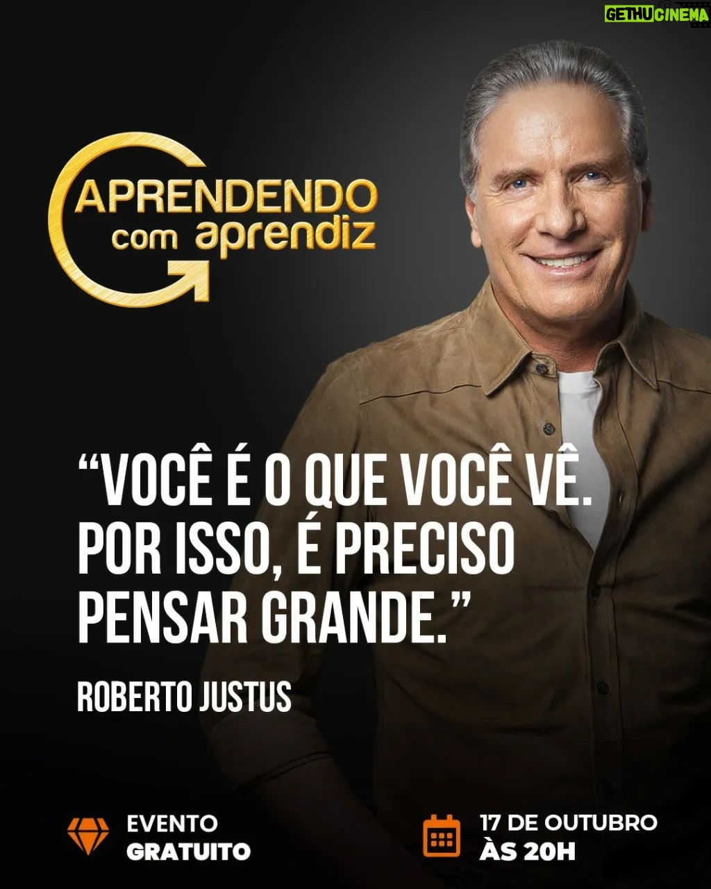 Roberto Justus Instagram - Quero convidar você para assistir um bate-papo que farei no dia 17/10, às 20H, junto com @vivibrafmann e @wlongo, que foram meus conselheiros no programa “O Aprendiz”. É uma conversa descontraída, onde contaremos um pouquinho dos bastidores do programa e alguns aprendizados que tivemos durante 9 anos gravando o reality. Nesse dia, anunciaremos um projeto que poderá fazer uma grande diferença na sua vida profissional. Aguardo você lá! Cadastre-se pelo link na minha BIO.