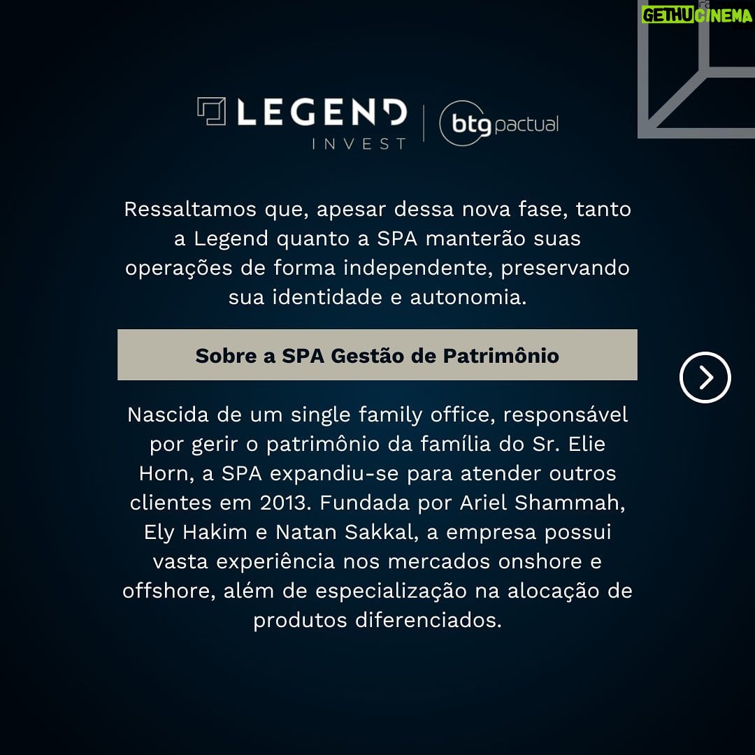 Roberto Justus Instagram - É com grande satisfação que anunciamos a joint-venture entre a nossa holding Legend e a SPA Gestão de Patrimônio. As duas empresas passam a administrar em conjunto aproximadamente R$ 30 bilhões em ativos e consolidam-se como a principal gestora de patrimônio independente do país, com presença em São Paulo, Rio de Janeiro e Miami. Confira a matéria completa através do link na bio. #fortunas #investimentos #business #negocios Avenida Brigadeiro Faria Lima