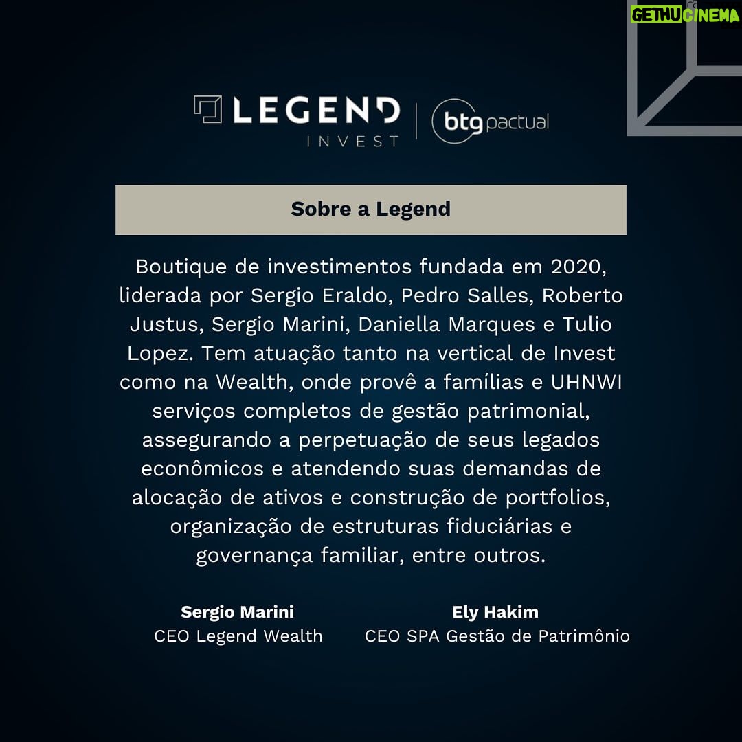 Roberto Justus Instagram - É com grande satisfação que anunciamos a joint-venture entre a nossa holding Legend e a SPA Gestão de Patrimônio. As duas empresas passam a administrar em conjunto aproximadamente R$ 30 bilhões em ativos e consolidam-se como a principal gestora de patrimônio independente do país, com presença em São Paulo, Rio de Janeiro e Miami. Confira a matéria completa através do link na bio. #fortunas #investimentos #business #negocios Avenida Brigadeiro Faria Lima