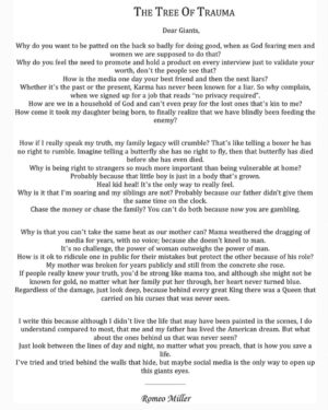 Romeo Miller Instagram - A poem, because poetry is one of the most powerful forms of therapy. Let’s educate and break these cycles together! Your mental health is just like a muscle that needs to be built and treated. The next generation will grow stronger because of our truths and as a man of God, I know mines will one day too. The Tree of Trauma. 🌳🧠🤍