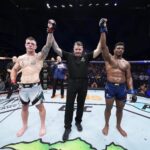 Rose Namajunas Instagram - @atomicalonzomenifield fought so well yes a win is what we came for but it was an amazing performance. Also from @jimmycruteufc when they announced his name and shouted towards the camera I was like okay this about to be a good fight. It was crazy because my grandma who doesn’t watch the sport was asking earlier in the night of fights if it’s possible for fights there to be a draw and I said yes but it’s rare. Then after this fight was over she asked who I think won I said it’s hard to say but I could see judges going either way especially with fighting someone in their home country. And then she was like maybe this will be a fight with a draw. She does stuff like that all the time her intuition is spooky. And I have that too from her lol Alanzo did the striking damage. Jimmy controlled grappling more. She said maybe it will be a draw! Hah and it turned out that way. These experiences are so valuable. @hypeordie did an amazing job in the corner as well. We will learn so much from this experience. It was the first time @atomicalonzomenifield left the country even how cool is that! Kicked jet lag ass! On to the next! Time for that long ass flight with the ufc canvas brush burns. Seriously the worse pain ever! 😂😖 shout out to @jimmycruteufc and @samgreco_k1 for an amazing experience I’m a fan!