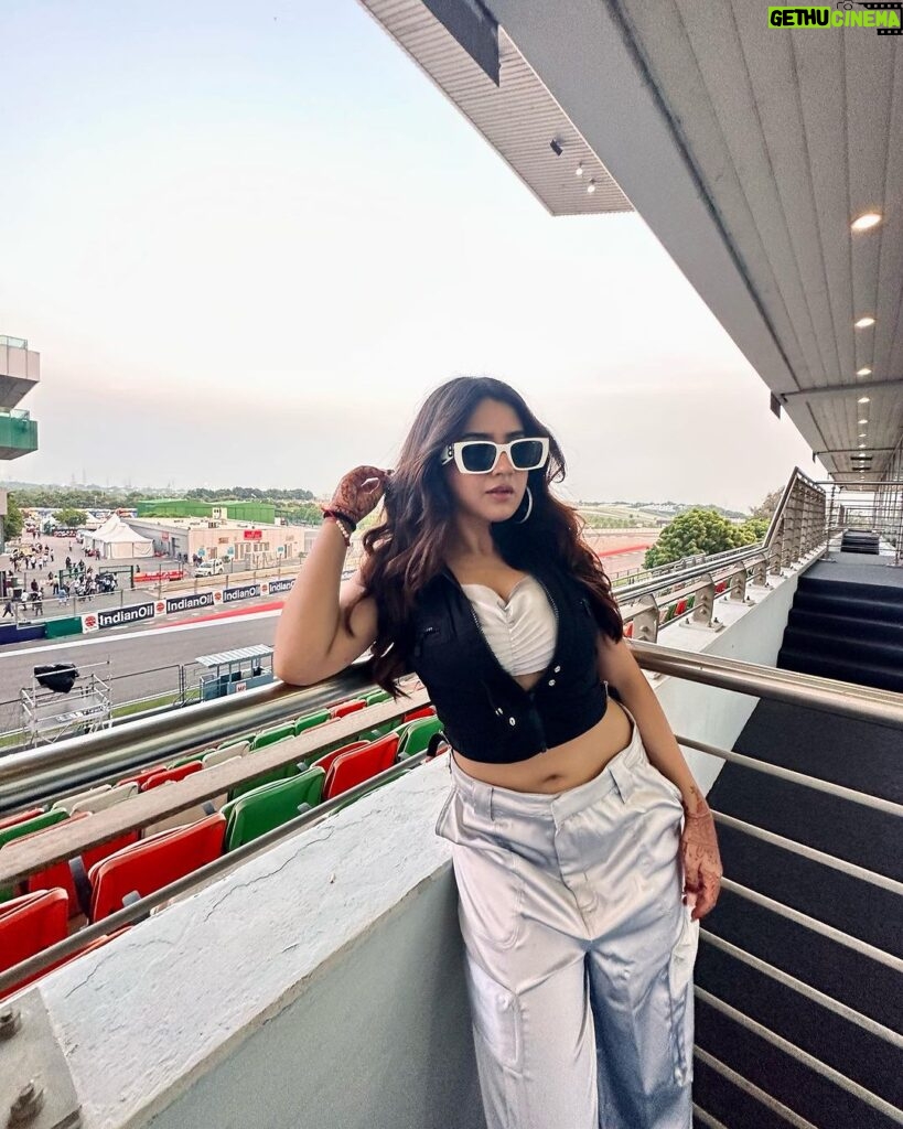 Roshni Walia Instagram - Don’t take your eyes off the trophy ;) . . . Outfit - @bonkers.corner . . . #motogp #roshniwalia #explore #foryou #race #india #delhi 🔚 Budhh International Circuit