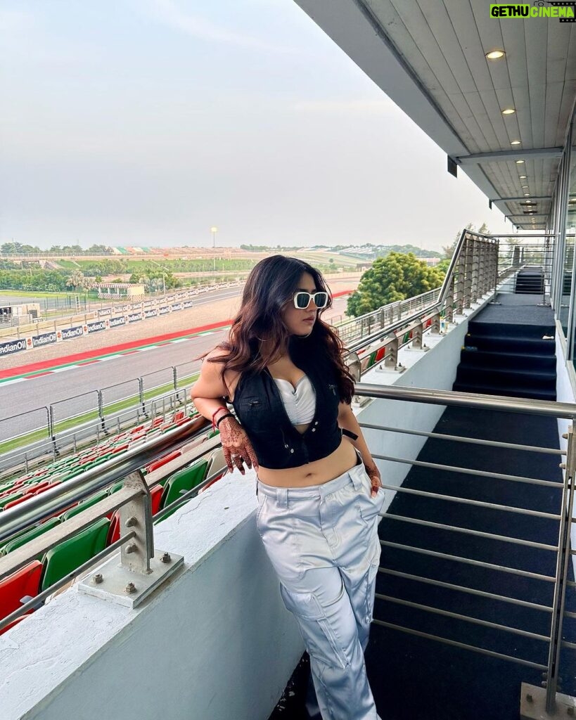 Roshni Walia Instagram - Don’t take your eyes off the trophy ;) . . . Outfit - @bonkers.corner . . . #motogp #roshniwalia #explore #foryou #race #india #delhi 🔚 Budhh International Circuit