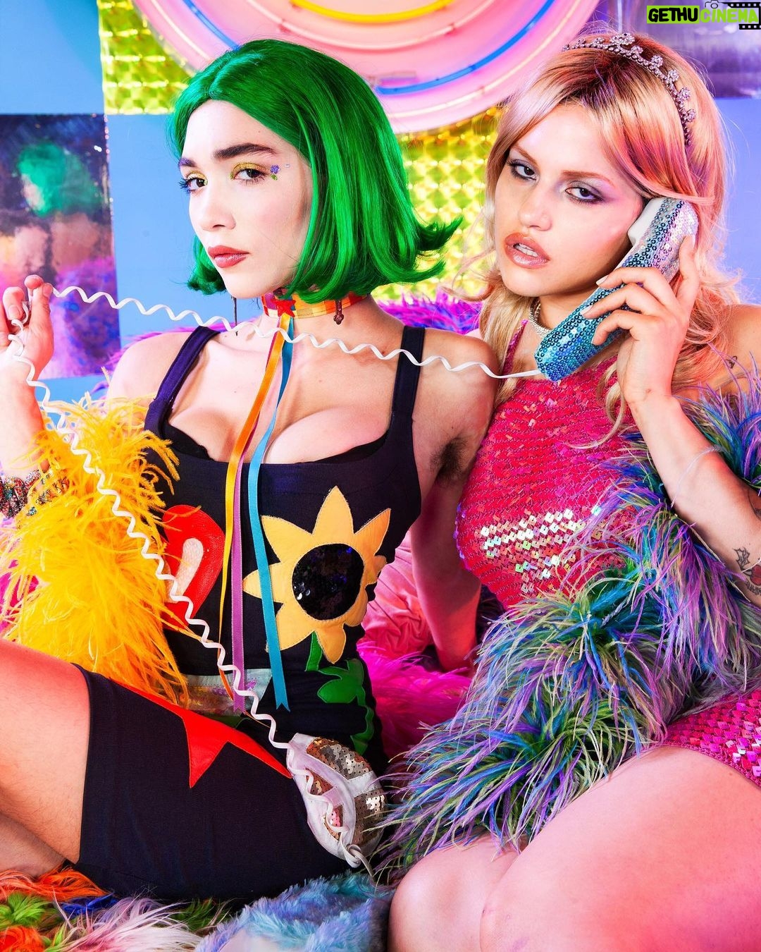Rowan Blanchard - 284.4K Likes - @gabbriette and I by @alia_pop for @cinespia slumber party photo booth 💦 call this number for a good time 💋🥰