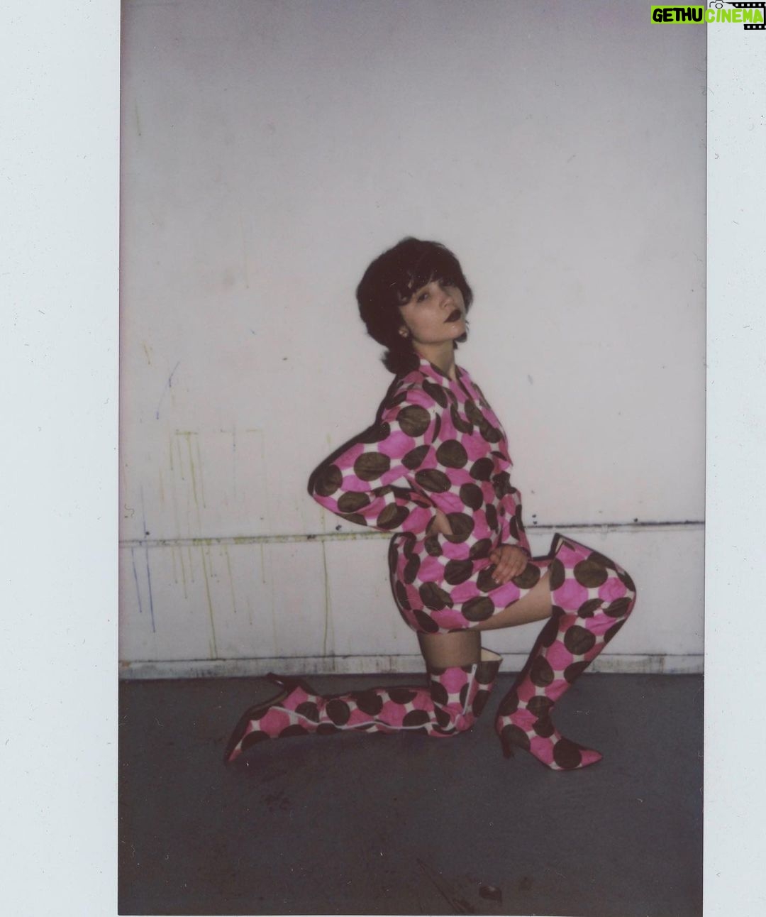 Rowan Blanchard - 413.8K Likes - The Canada climate/work schedule has limited my outfits to leggings, a parka and uggs, missing when @gabriel_held_vintage and I played around in his studio in September š¹ the second photo is this perfect Todd Oldman thigh high boot set and the last is allllll vintage Prada š¤©