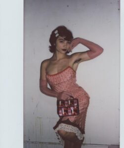 Rowan Blanchard Instagram - The Canada climate/work schedule has limited my outfits to leggings, a parka and uggs, missing when @gabriel_held_vintage and I played around in his studio in September 🌹 the second photo is this perfect Todd Oldman thigh high boot set and the last is allllll vintage Prada 🤩