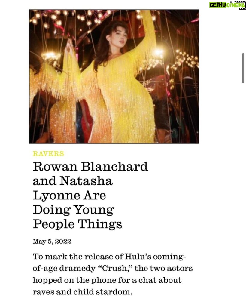 Rowan Blanchard Instagram - For @interviewmag, @nlyonne and I spoke to each other about our friendship, surviving child acting, keeping your head on straight , being cinephiles, and our movie Crush that Natasha produced ❤ link in bio ❤