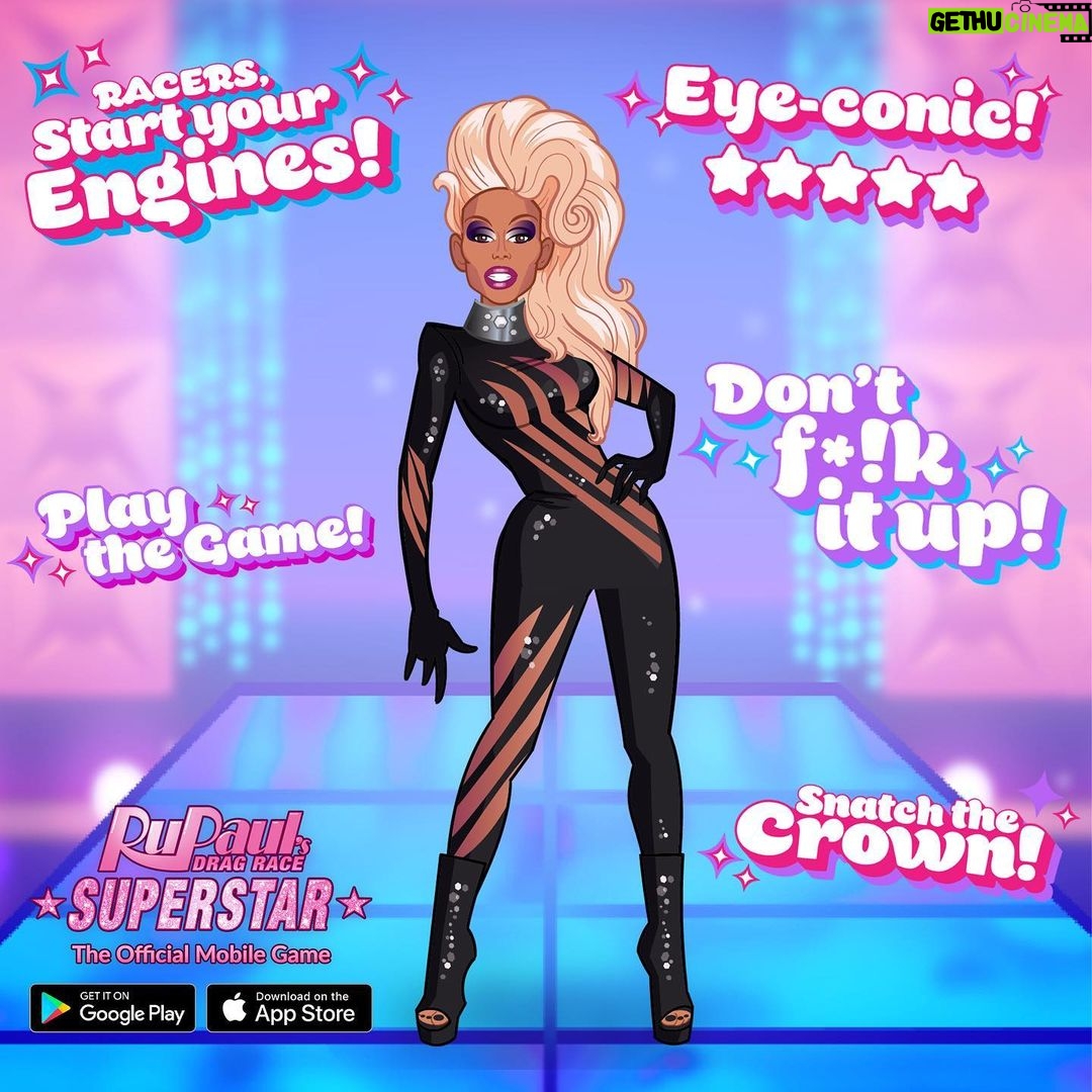 RuPaul Instagram - OFFICIAL #DragRace mobile game @rdrsuperstar 🏁#RDRSuperstar