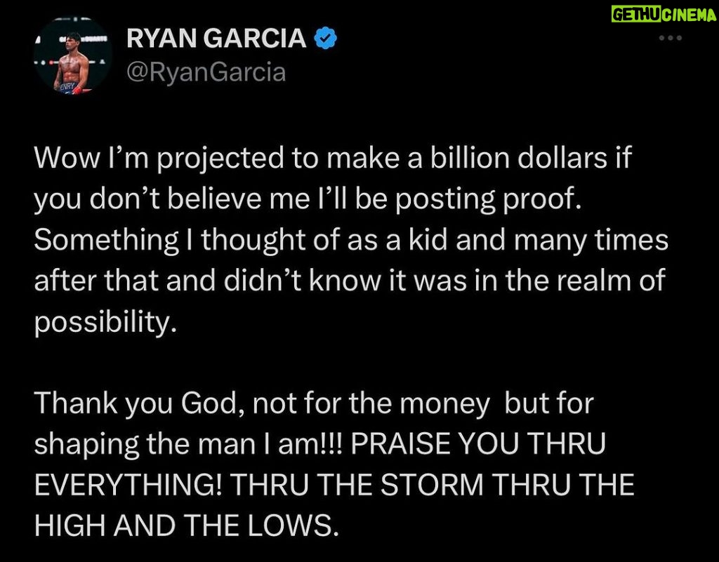 Ryan Garcia Instagram - STARTED AS A DREAM AND TURNED INTO A REALITY