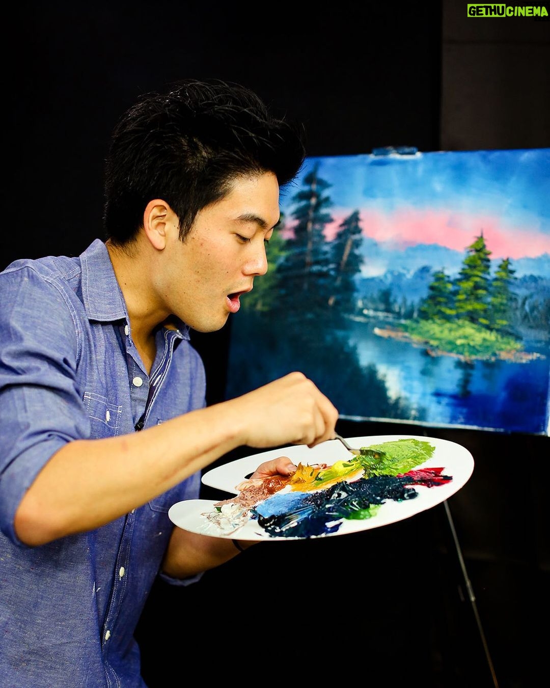 Ryan Higa Instagram - Pretty much my first time painting.. goes to show you why Bob Ross is the 🐐. Video just uploaded! #RyanTries