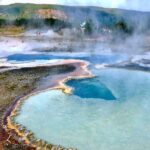 Ryan Phillippe Instagram - the geo thermal pools & hot springs are incredible. boiling water bubbling naturally out of the earth & or blasting into the air. the multicolored bacteria is like ancient paints & ever changing. otherworldly belching mud pools & terraces formed by the centuries of running water constantly changing its shape.
