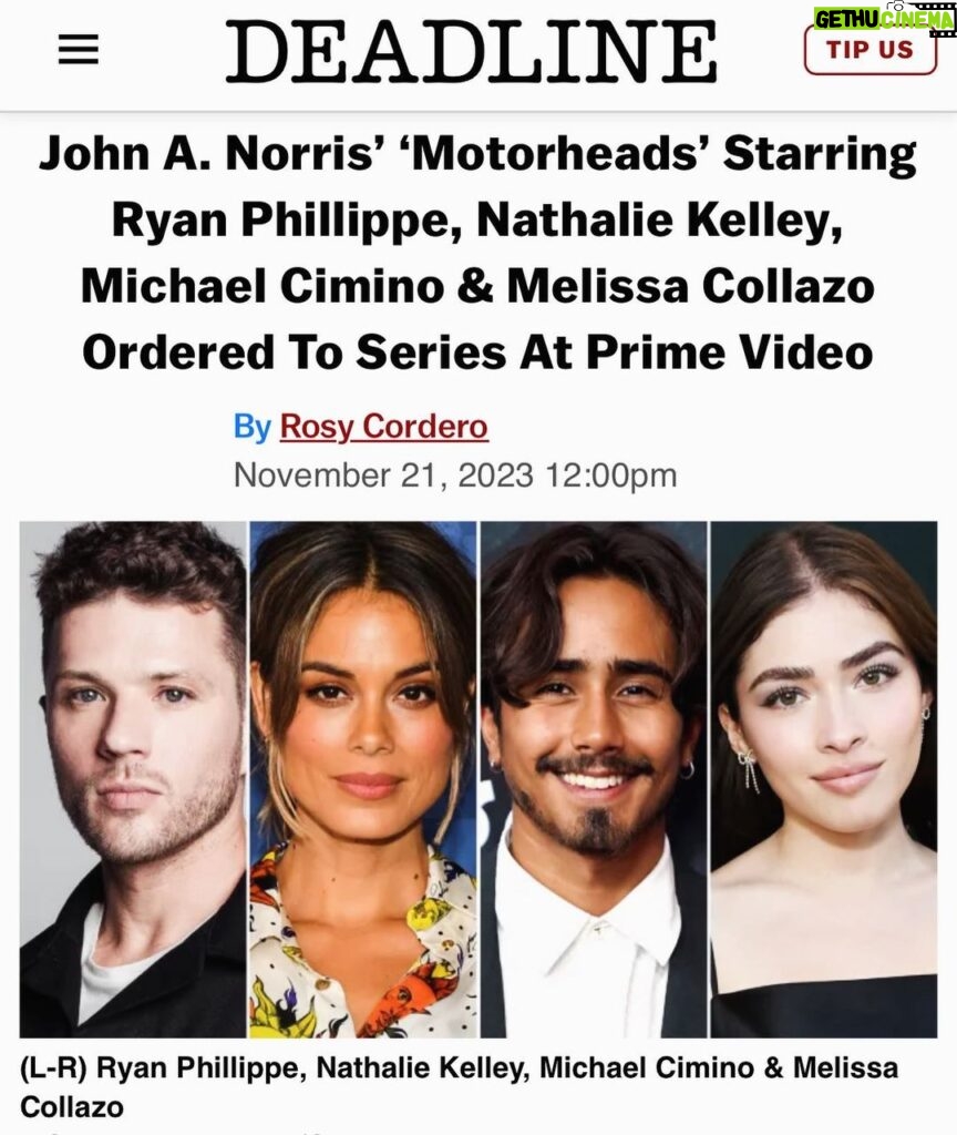 Ryan Phillippe Instagram - Happy to announce the new series I have coming from @amazon @primevideo link to story in my story 🏁🏎️ *I do not die in this one