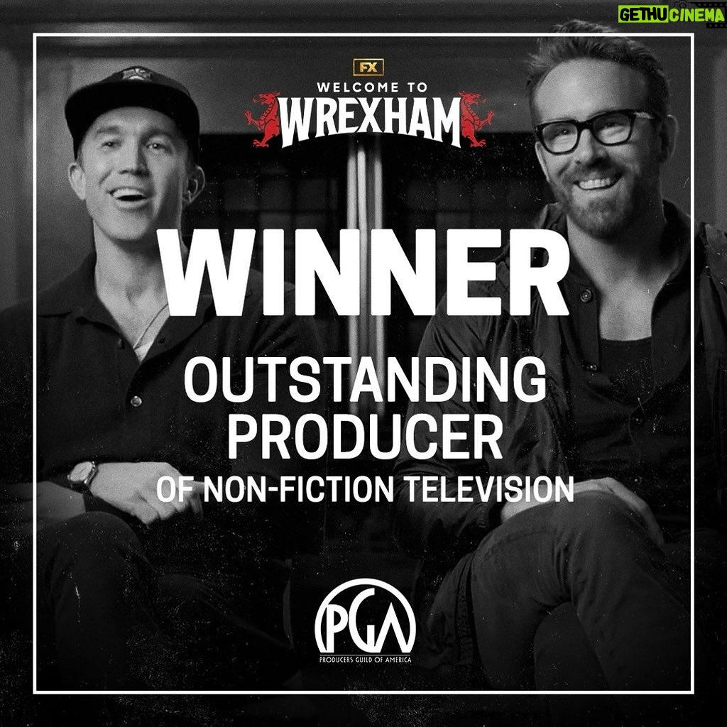 Ryan Reynolds Instagram - Being a part of Wrexham’s story is the gift of a lifetime. Up the town!! 🏴 #pgaawards