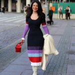 Saba Mubarak Instagram - @maffswe day 2 Styling: @hiba_asaad Dress: @parabalgurung Bag: @boyyboutique Coat: @maxmara Boots: @stuartweitzman pics by @hamedz199