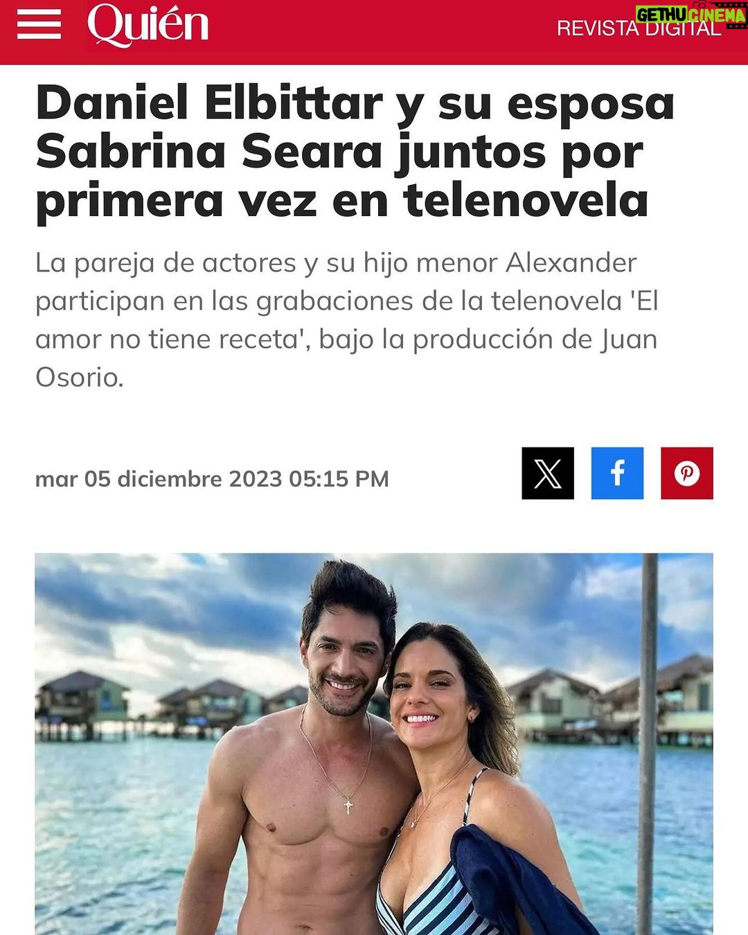 Sabrina Seara Instagram - Primera vez juntos en pantalla @danielelbittar 🎬 en una historia que no se pueden perder #elamornotienereceta Gracias @quiencom por este reportaje les comparto el link en mi biografía @agenciaipress