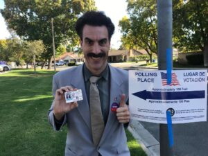 Sacha Baron Cohen Instagram - I voted, Great Success. #vote #kazakhelectioninterference  @jimmykimmellive