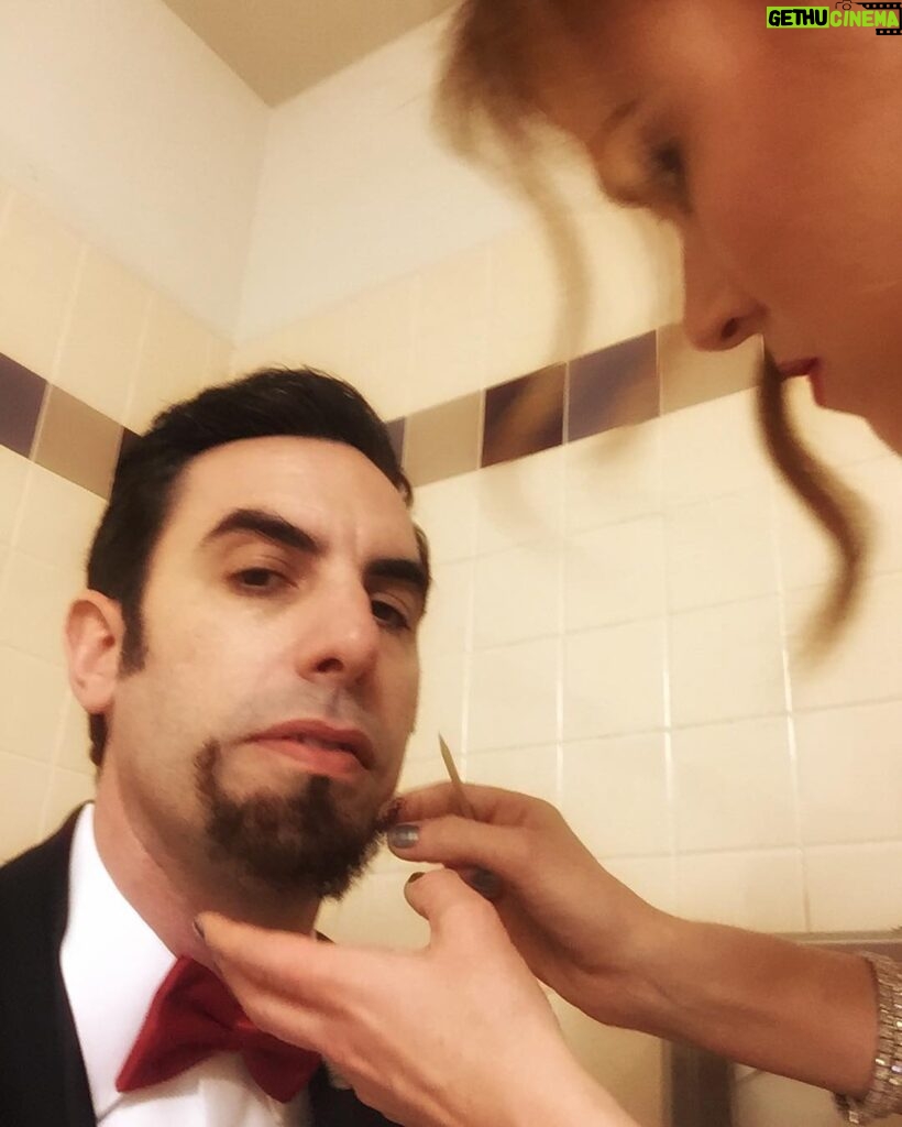 Sacha Baron Cohen Instagram - de #Oscars dem tried to ban me - props to dis honey for getting me ready in secret in de disablist bogs #GrimsbyMovie