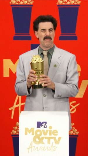 Sacha Baron Cohen Instagram - Thank you for honouring me with the Comedic Genius Award. Didn’t realise I’d be sharing it with those other guys #mtvawards @boratsagdiyev @mtv