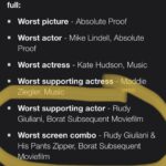 Sacha Baron Cohen Instagram - The Razzies have been announced.
