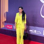 Sahar Al Sayegh Instagram - المهرجان القومي للمسرح المصري في دورته ال١٦💚 Suit by @ghaly_fashion_designer Make up by @dina_aziz_makeupartist Hair by salwa ahmed Thanks dear all❤️