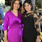 Sahar Al Sayegh Instagram - الف مليون مبروك حبيبتي بتول وهاني ربنا يسعدكم ويهنيكم ويفرح قلبكم تستاهلوا كل الخير❤️❤️ Dress by the most talented @basma_sleem_couture Hair by salwa ahmed Bag by @su_lugar_women Make up by john bahy Thanks dear all Nile Ritz Carlton Hotel