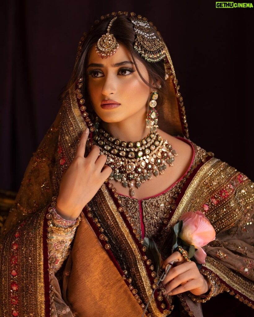 Sajal Ali Instagram - Bridal Campaign for @makeupstudiobymehwish Dress: @officialfahadhussayn Jewellery: @farhatalijewellers Photography @azeemsaniofficial #makeupstudiobymehwish