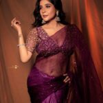 Sakshi Agarwal Instagram - “In the gentle folds of a saree, I find poetry in motion.” . Saree: @thanvi_boutique Makeup :@murugeshmakeup_hair Photography :@sano_visuals Hair: @mahi_hairdo Drapist: @style_with_anbu Jewellery :@vivahbridalcollections . #purplesaree #love #instadaily #aesthetic #beauty #instamood #sakshiagarwal #sareelove