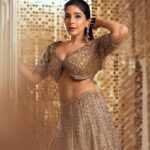 Sakshi Agarwal Instagram – Crowned in couture, feeling like a modern maharani. 👸🌟 #lehengaroyalty 
.

Jewellery : @challani_jewellery 
Hmua: @murugeshmakeup_hair @shalini_hairartist 
Location: @crowneplazachn 
Designer: @dvasabyabhi Chennai, India