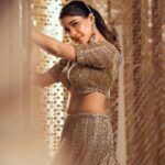 Sakshi Agarwal Instagram - Crowned in couture, feeling like a modern maharani. 👸🌟 #lehengaroyalty . Jewellery : @challani_jewellery Hmua: @murugeshmakeup_hair @shalini_hairartist Location: @crowneplazachn Designer: @dvasabyabhi Chennai, India