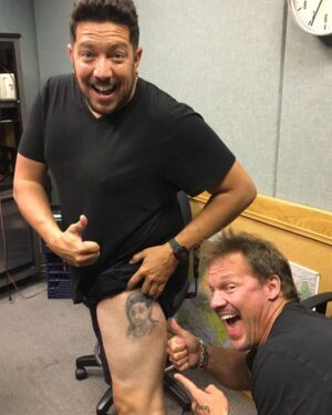 Sal Vulcano Instagram - 25 years ago when this young man was born, neither he nor I could anticipate that decades later I would have a photo realistic tattoo of his 15 year old self on my left thigh. And we especially couldn’t anticipate him *posing hours* for the second tattoo, at age 20, on my right thigh. 

I now live with @c.syresmith immortalized on all of the thighs I have. 

A fine consolation was that Jaden is an extremely kind, cool individual who was generous with his time and even kept in touch. 

I now plan to tattoo his likeness every five years as we both age like fine wine. He is 25 now and so I am due. Inner thigh? Outer arm? His face over my face? I’m not sure. 

ONE THING I AM SURE OF - IF YOU COME SEE ME ON TOUR - YOU WILL SEE MY THIGHS AND YOU WILL MEET MY JADEN’S. There are only **EIGHT SHOWS LEFT** of this tour, ALL THIS MONTH, before I film my debut Stand Up Comedy special at the Vic Theater in Chicago on Dec 1 & 2nd.

After that, all this material is retired and my Jaden’s will be hibernating for the winter. If you’ve read this far, you are who I am talking to.  How do you still not have a ticket to my tour or special if you are this invested in me and my thighs? It seems ludicrous. 

CORRECT IT:

Cedar Rapids 11/11
Springfield, IL 11/12
Duluth 11/16
Appleton 11/17
Rochester, MN 11/18
Davenport 11/19
Elkhart, IN 11/29
Wilkes-Barre 12/16

CHICAGO 12/1 & 12/2 - Special Taping - If you’re at the special taping you’re automatically entered to win a trip to the set of Impractical Jokers.  You and a Plus one. Hotel and airfare. Pulling one random ticket from the four Chicago shows as a thank you to you all. God bless ✌️

LINK IN BIO. 

HAPPY BELATED BIRTHDAY, @chrisjerichofozzy!