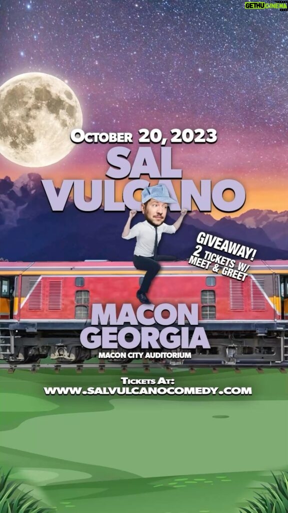 Sal Vulcano Instagram - Macon, Georgia! I will be taking a 2pm plane to Georgia for my show there THIS FRIDAY! Tag a friend in the comments for a chance to win a MEET AND GREET!! A midnight train is unreasonable.