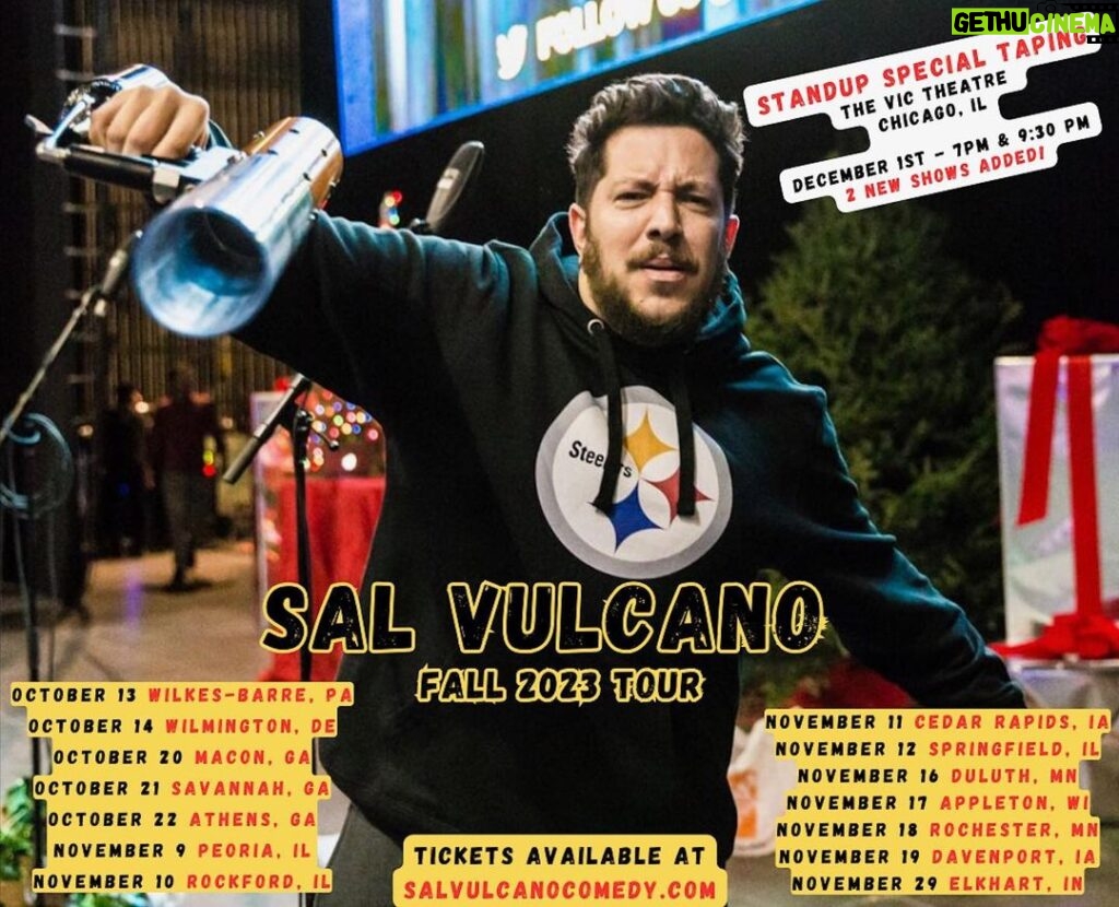 Sal Vulcano Instagram - COME SEE ME ON TOUR or I swear I'll shoot a 100% cotton t-shirt right at you. Or I'll light you up with a 50/50 poly/cotton blend. I got textiles for days. Link in bio for tickets. (More cities will be added) TWO NEW SHOWS ADDED on December 1st for my debut standup special taping in Chicago! Tickets moving fast! **Anyone** attending a special taping in Chicago on 12/1 & 12/2 is automatically entered to WIN all-expense paid hotel and airfare to NYC for a visit to the set of Impractical Jokers. Does not matter which show or which seats. All you need is a ticket 😮🙏🔥💋😎
