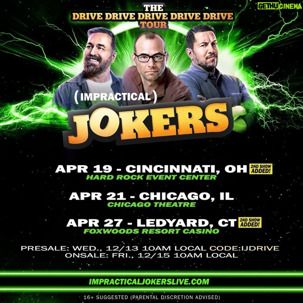 Sal Vulcano Instagram - More Jokers shows in 2024!! Chicago in April! 2nd shows in Cinci and Foxwoods!! Presale code is IJDRIVE