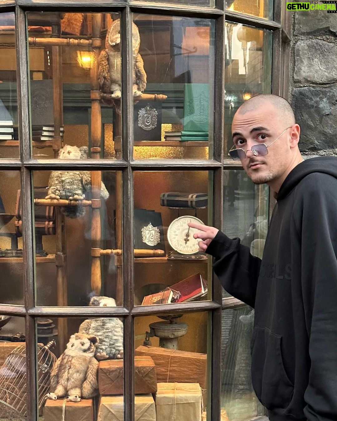Salvatore Cinquegrana Instagram - Ero sulla weasley mobile con il Ron nazionale quando ci hanno pullappato dei goblin… E niente, ci siamo schiantati Wizarding World of Harry Potter, Universal Studios, Osaka
