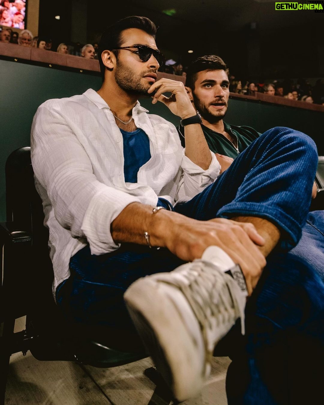 Sam Asghari Instagram - Had a great time playing at @desertsmash hosted by @charlizeafrica benefiting @ctaop πΎπ with some of the greats including the π @djokernole @indianwellstennisgarden was a great first time experience. @vossworld wearing @vuoriclothing π @asics