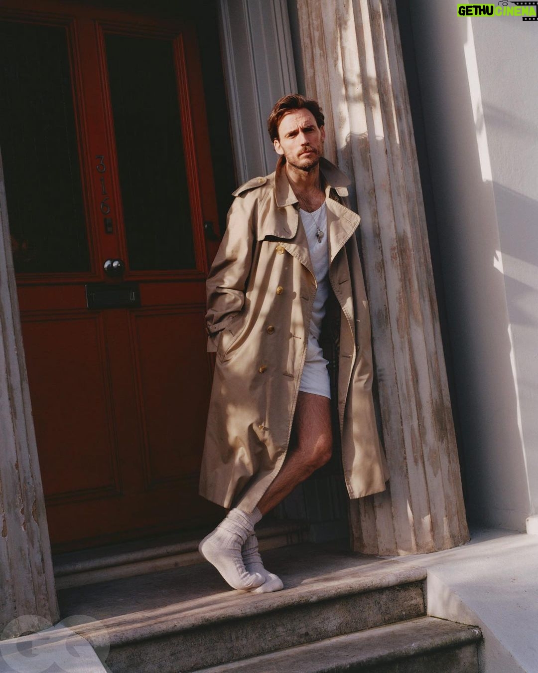 Sam Claflin Instagram - After a career playing shirtless hunks, "Daisy Jones & The Six" is letting Sam Claflin access his most personal material yet. Read the #GQHype by @olivia__pym at the link in bio. Photography by @jackrjohnstone and styling by @angelomitakos.