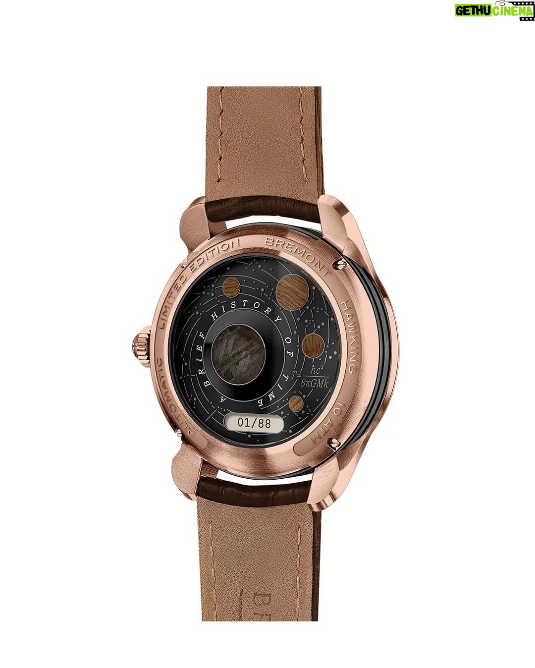 Sam Heughan Instagram - ✨Out of this world! ✨ Thrilled to wear @bremontwatches limited edition Steven Hawking watch, including a priceless bit of history… The watch contains four pieces of wood from his desk, where he contemplated the mysteries of the universe… 🪐 It also contains a piece of meteorite and is a beautiful homage to Steven and his work. ✨ @canali @mrmontyjackson