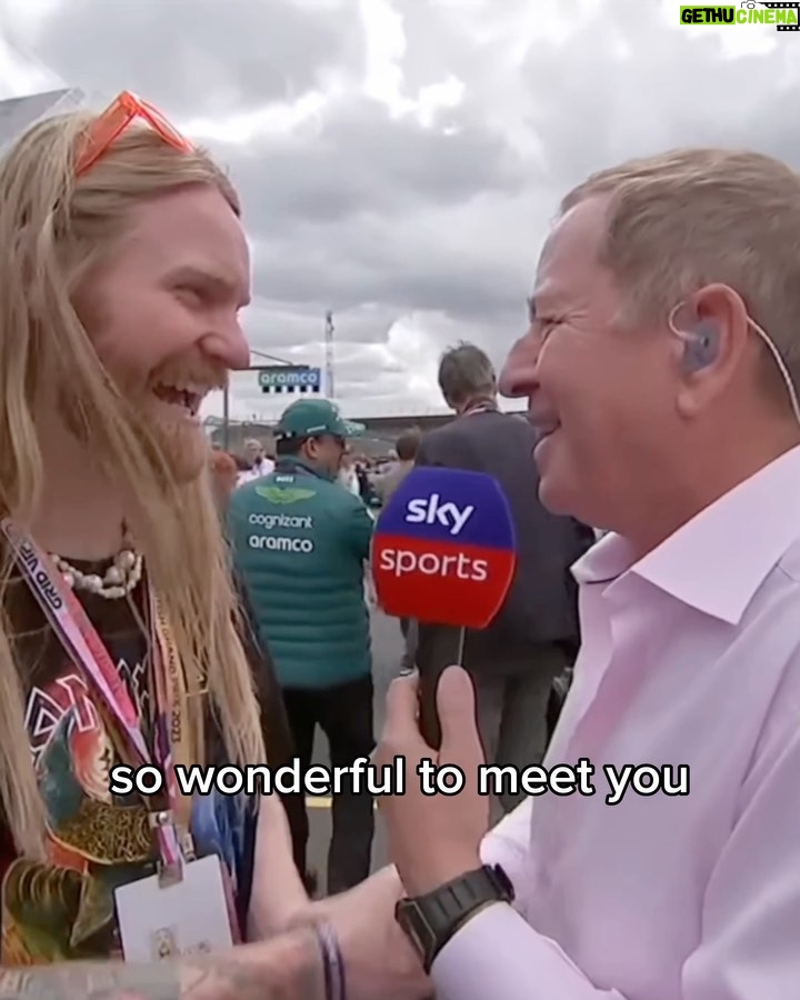 Sam Ryder Instagram - Lived out my childhood dream of chatting to @martinbrundlef1 on the grid wearing an @ironmaiden shirt I got from their show the night before 🤘 Loads of memories camping at @silverstonecircuit with the fam in my Dad’s work van watching the race from our camping chairs 🙏Such a privilege to see the action up close 🏎 Can’t say I have the same history with tennis but I’m absolutely HOOKED now! Big to my fabulous pal @hannah_waddingham for giving me a MasterClass crash course at @wimbledon 🎾 @billyjoel the goal remains to sing my head off with you but joining in with 60,000 other devoted maniacs will more than do for now 💛