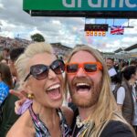 Sam Ryder Instagram - Lived out my childhood dream of chatting to @martinbrundlef1 on the grid wearing an @ironmaiden shirt I got from their show the night before 🤘 Loads of memories camping at @silverstonecircuit with the fam in my Dad’s work van watching the race from our camping chairs 🙏Such a privilege to see the action up close 🏎 Can’t say I have the same history with tennis but I’m absolutely HOOKED now! Big to my fabulous pal @hannah_waddingham for giving me a MasterClass crash course at @wimbledon 🎾 @billyjoel the goal remains to sing my head off with you but joining in with 60,000 other devoted maniacs will more than do for now 💛