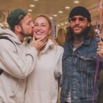 Sam Thompson Instagram - She brought balloons 😂🥹 Reunited with the love of my life. What a trip, what a lucky guy I am 🥹❤️❤️❤️ spot an awkward Pete 😂