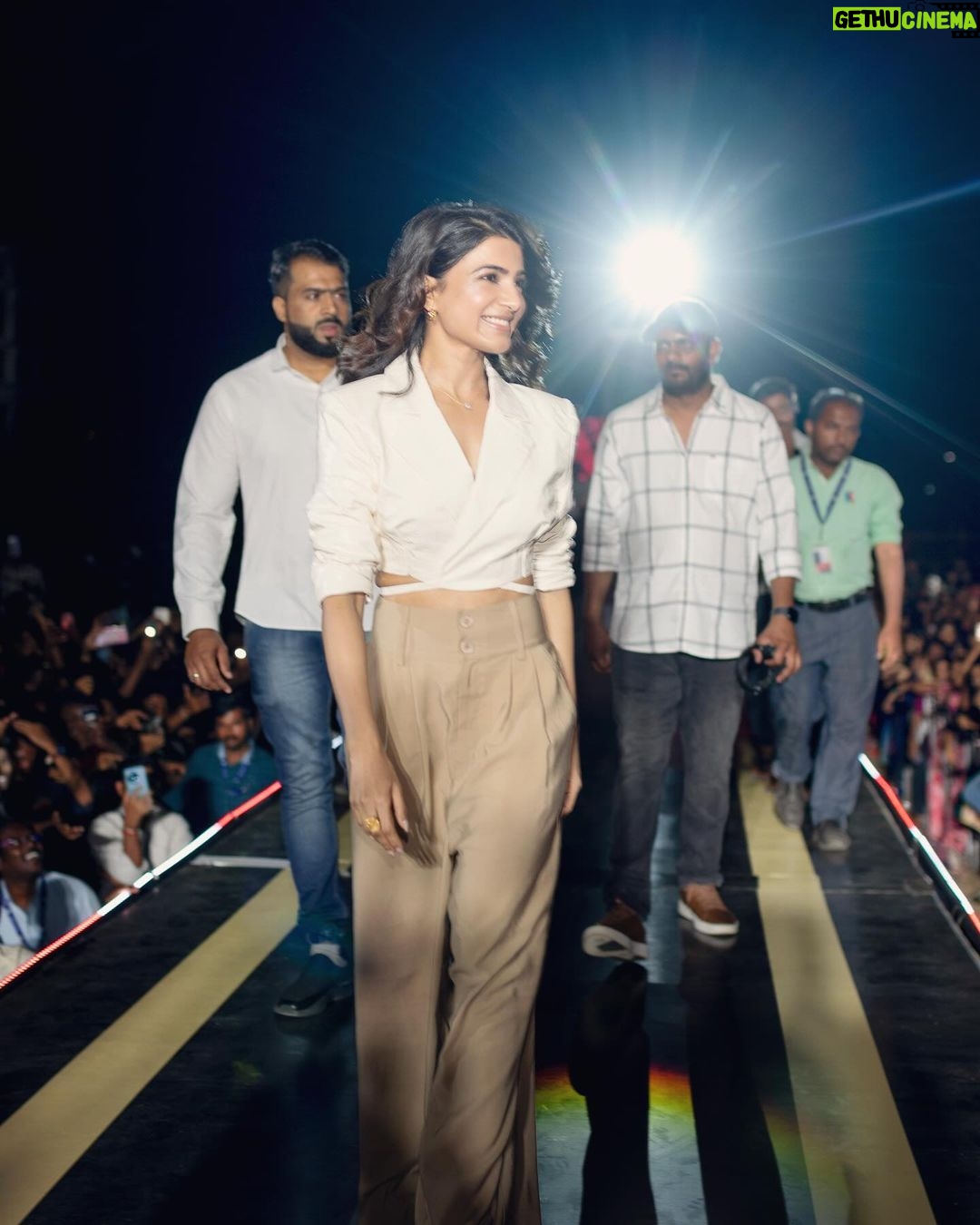 Samantha Instagram - Love from home just hits different! #SathyabamaUniversity @mariazeena_johnson #Chennai 🤍 📸 @kiransaphotography Styled by @lakshmilehr Pants - @nonchalantlabel Blazer - @h.ours Jewllery- @misho_designs Assisted- @charulata11 Makeup- @avnirambhia Hair- @dakshhnidhi Chennai, India