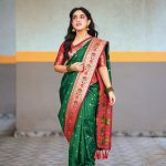 Sameeksha Sud Instagram - Happy Ganesh Chaturthi.. ❤️ #ganeshchaturthi #pictureoftheday Saree @karagiri_ethnic Necklace @adwitiyacollection Bangles @shagnaofficial Styling @rimadidthat